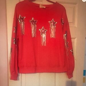 Fantastic Fawn Cowgirl Pink
Sweatshirt with Silver Star Fringe
